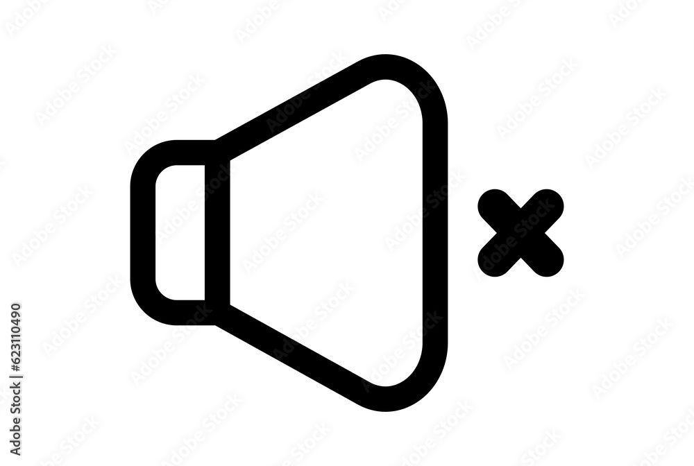 Muted loudspeaker line icon flat UI symbol black minimalistic sign app art Muted loudspeaker line icon flat UI symbol black minimalistic sign app art