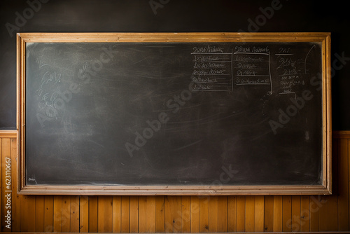 Black chalk teaching blackboard on the wall. Generative AI