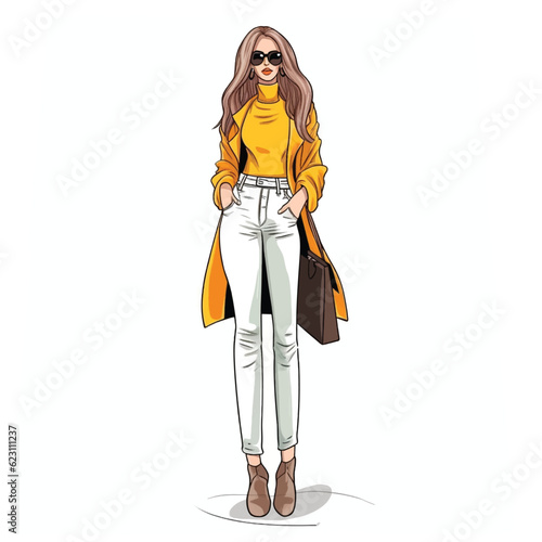 Vector Fashion Girl dressed well ilustration