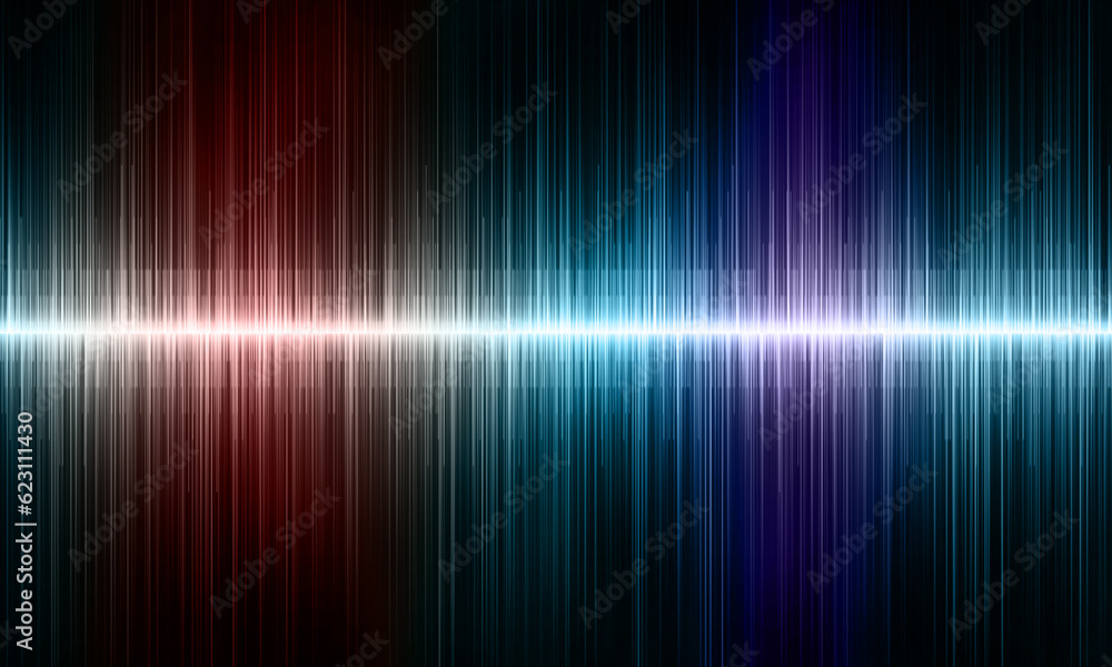 Audio track frequency and signal spectrum on black background.