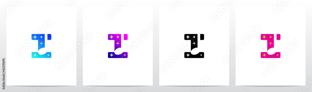 Sparkling Music Note Letter Logo Design I Sparkling Music Note Letter Logo Design I