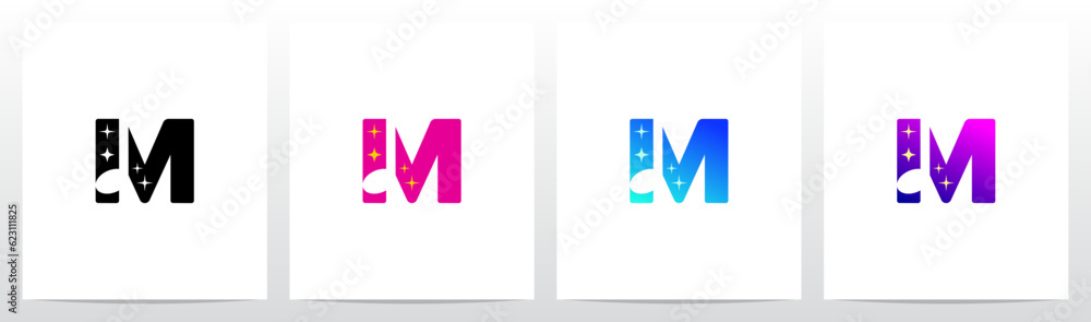 Fototapeta premium Sparkling Music Note Letter Logo Design M