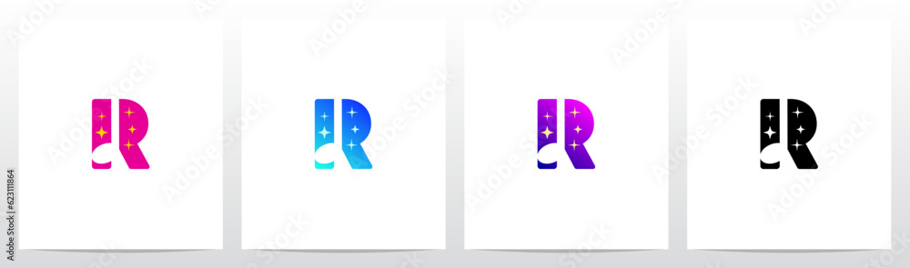 Sparkling Music Note Letter Logo Design R Sparkling Music Note Letter Logo Design R
