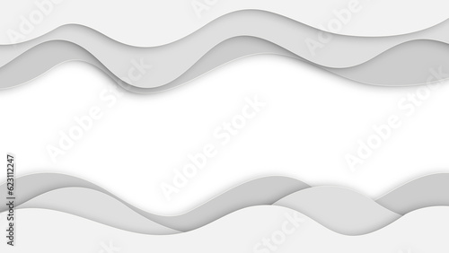 abstract grey wavy line in paper art style, orgami ,3d paper cut layer ,png transparent.