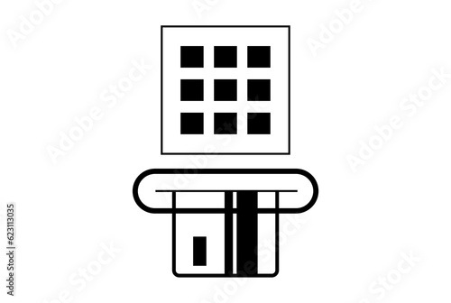 ATM flat icon business symbol art black outline sign artwork