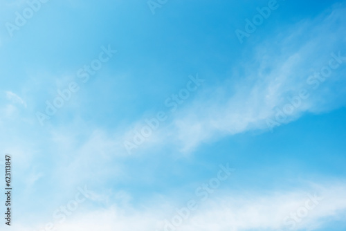 Blue sky background and white clouds soft focus  and copy space horizontal shape.