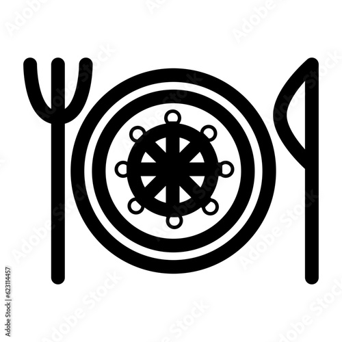 A seafood plate with a sterling wheel design