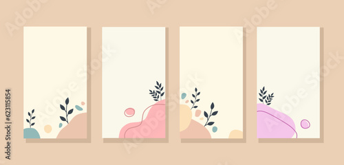 Illustration Vector Graphic of Aesthetic Background Templates in Simple Modern Style with Copy Space for Text. Good for Wedding Invitation Backgrounds and Frames, Social Media Stories Wallpapers.