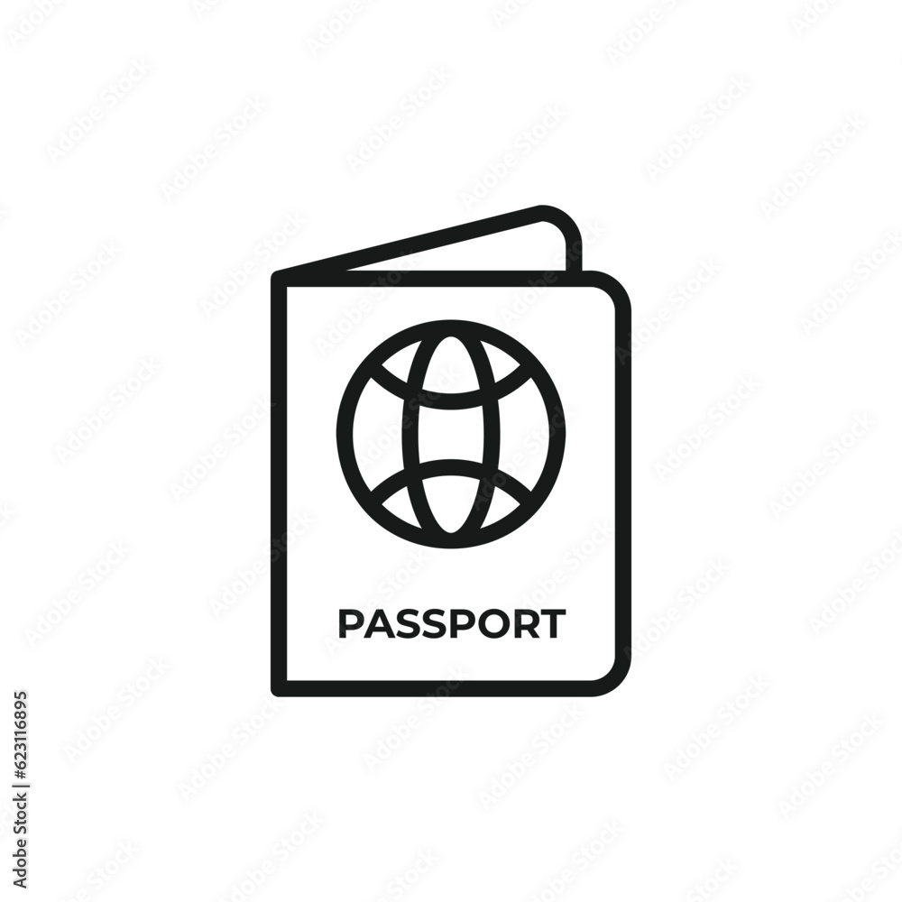 Passport icon vector illustration. International passport line icon. Visa, document, arrival. Customs concept. Vector illustration can be used for topics such as citizenship, immigration, travel Passport icon vector illustration. International passport line icon. Visa, document, arrival. Customs concept. Vector illustration can be used for topics such as citizenship, immigration, travel