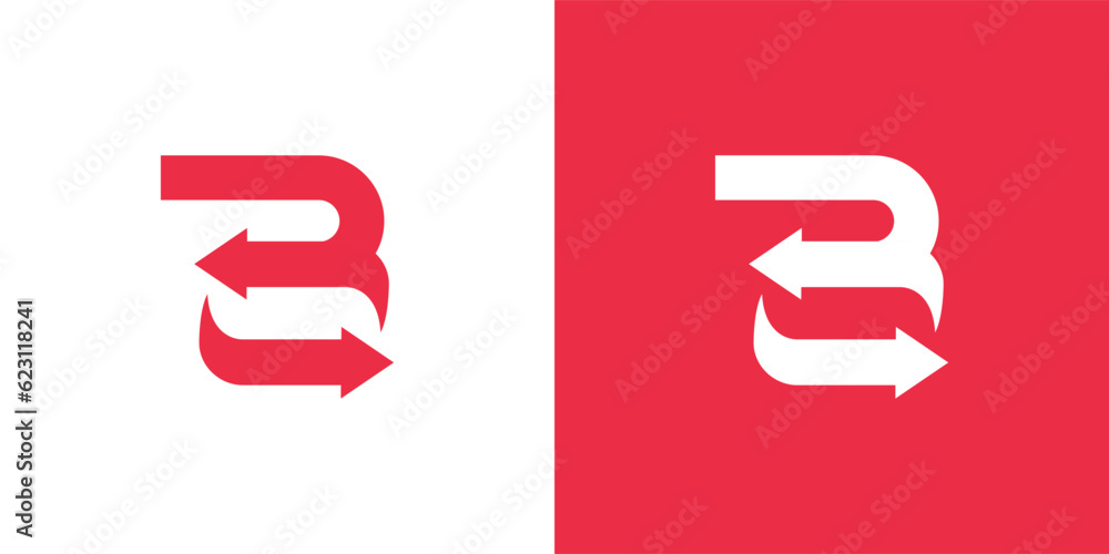 Letter B swap arrow logo design vector template