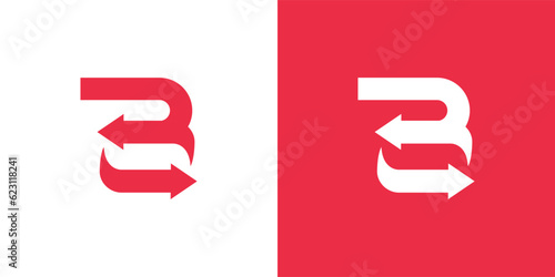 Letter B swap arrow logo design vector template