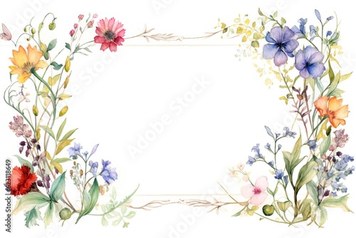 Vintage Luxury wedding invitation card template. template, Water Color Pastel Flower and bloom, Wedding decorative perfect rectangle frame border with gold line art, leaves branches, foliage. Elegant 