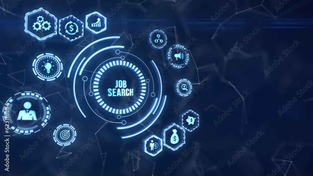 Internet, business, Technology and network concept. Job Search human resources recruitment career. 3d illustration Internet, business, Technology and network concept. Job Search human resources recruitment career. 3d illustration