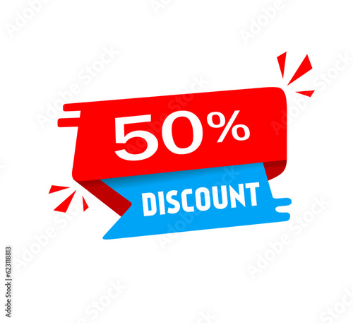 50 percent Discount offer price sign. Special offer symbol. Vector illustration.
