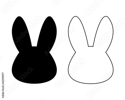 Bunny cookie shape. Vector cookie cutter design. Easter bunny rabbit face, head black illustration. Shape for cutting.