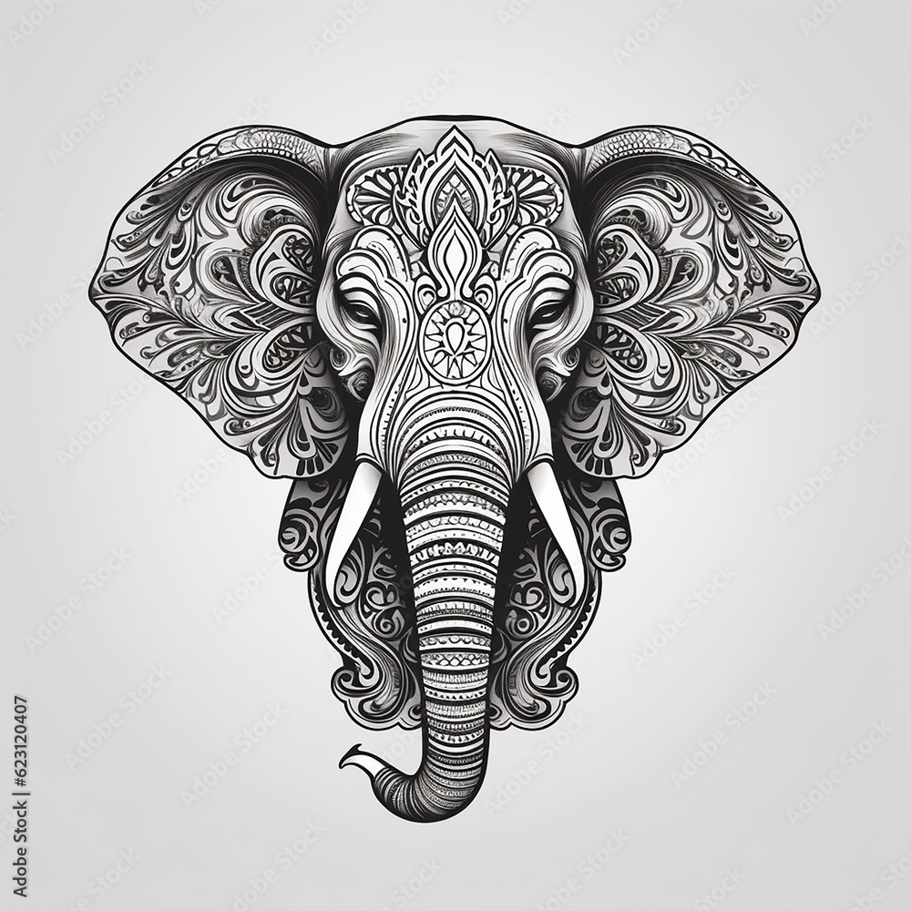 Photo & Art Print A elephant tattoo on white background with generative AI technology, Nayan photo-art-print-a-elephant-tattoo-on-white-background-with-generative-ai-technology-nayan