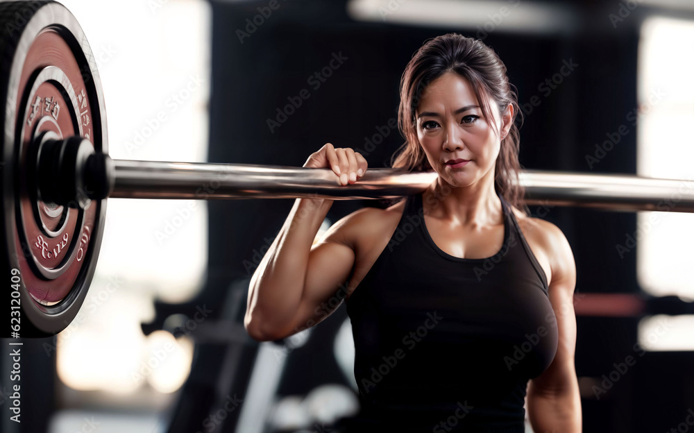 healthy middle aged lady woman in sport wear at gym, generative AI healthy middle aged lady woman in sport wear at gym, generative AI