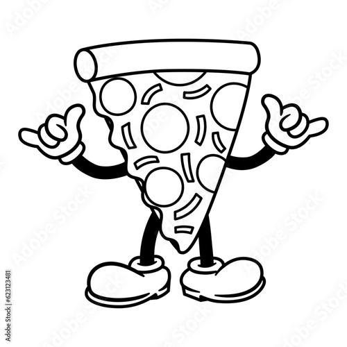 Vector Cartoon Funny Pizza Character Mascot Isolated