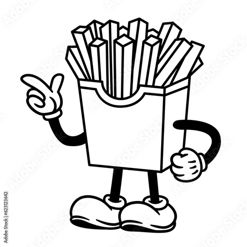 Vector Cartoon Funny French Fries Character Mascot Isolated