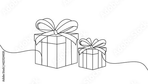 Fotografiet gift box line art style vector eps 10