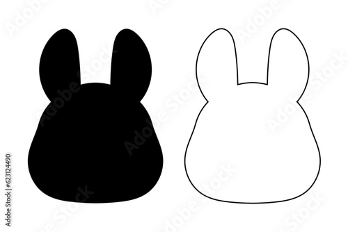 Bunny cookie shape. Vector cookie cutter design. Easter bunny rabbit face, head black illustration. Die cut, laser cutting. Shape for cutting. photo