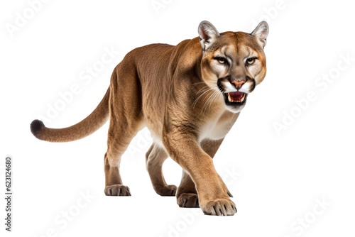 A cougar, isolated, white background, generative ai photo