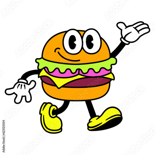 Cartoon Funny Burger Character Mascot Isolated