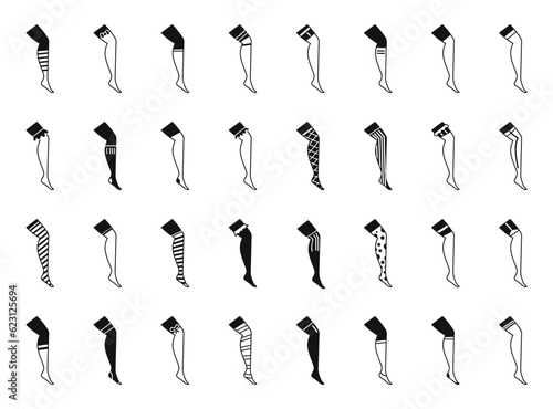 Stockings icons set simple vector. Leg medical. Cotton surgery