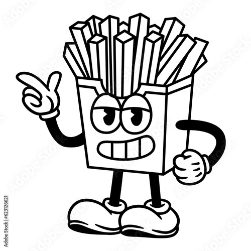 Vector Cartoon Funny French Fries Character Mascot Isolated