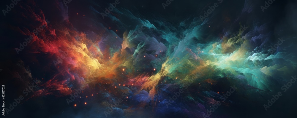 background with space, Colorful Nebula with Light Particles, Soft Edges, and Atmospheric Effects, Infused with Stimwave and Celestialpunk Vibes