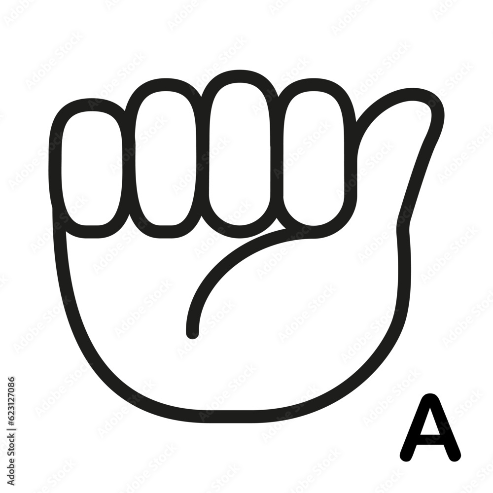 Vector Cartoon Sign Language icon Letter A Vector Cartoon Sign Language icon Letter A