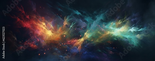 background with space, Colorful Nebula with Light Particles, Soft Edges, and Atmospheric Effects, Infused with Stimwave and Celestialpunk Vibes © Ben