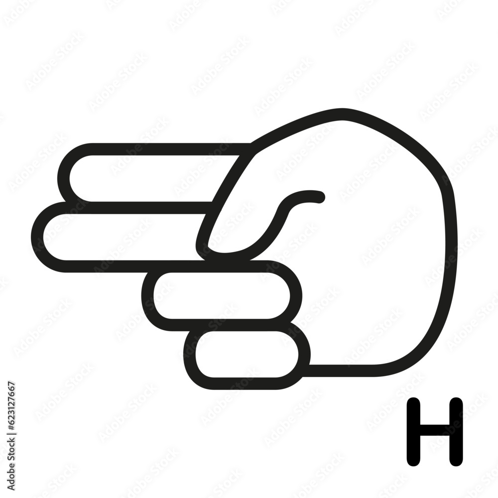 Vector Cartoon Sign Language icon Letter H Vector Cartoon Sign Language icon Letter H
