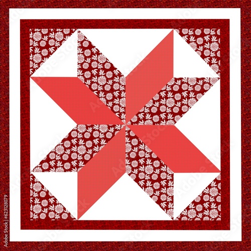 Abstract background with red geometric pattern for patchwork .