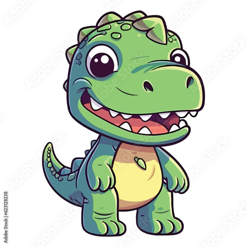 Whimsical T-Rex: Cute and Quirky 2D Illustration of a Tyrannosaurus Rex
