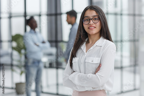 Young student or teacher looking at camera