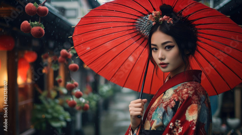 Obraz na plátně A culturally proud Japanese woman embracing her identity and ethnicity with grace