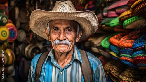 A respected Mexican elder with a warm smile, representing the wisdom and cultural richness derived from a lifetime in Mexico. AI generated