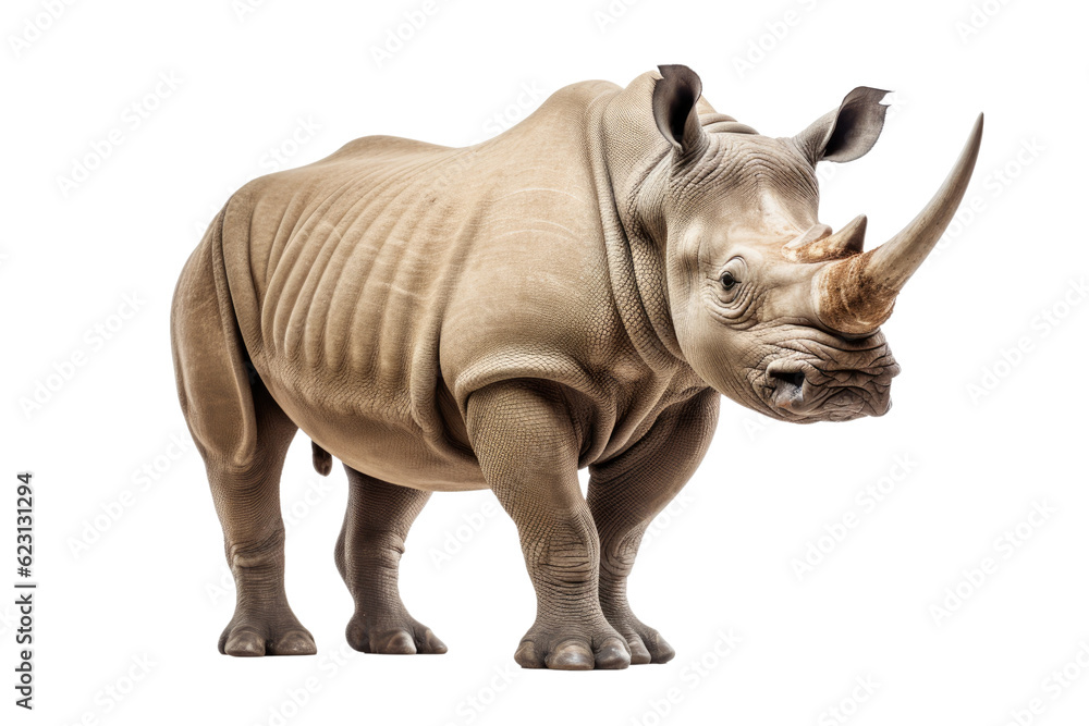 A rhino, isolated, white background, generative ai A rhino, isolated, white background, generative ai
