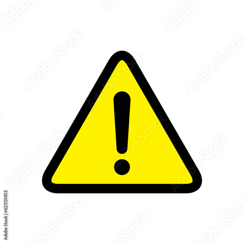 Hazard warning, exclamation mark icon vector in a triangle style