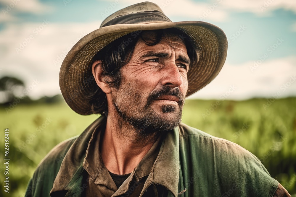 Modern farmer working with his crops - Illustration created with generative ai Modern farmer working with his crops - Illustration created with generative ai