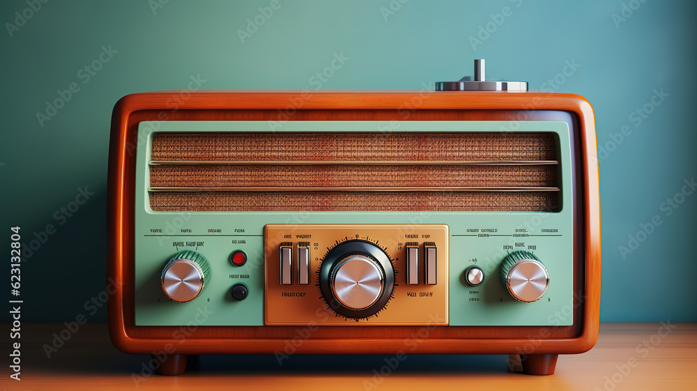 Fototapeta premium Realistic radio day background in vintage style. Generative Ai