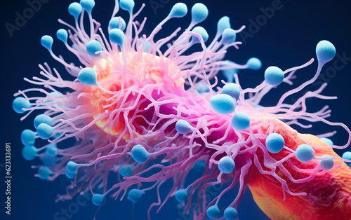 Nervous system or tumor cell concepts.microbiology sea anemone or marine life.bio system and science research.generative ai technology © Limitless Visions