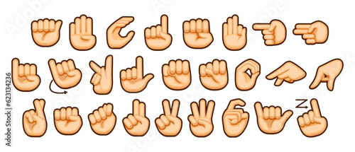 Vector Set Hands Set Sign Language Alphabet.