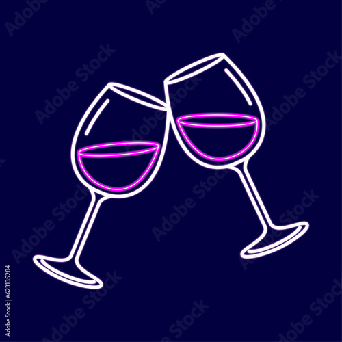 Vector Cute Wine Glasses Cheers Icon Isolated