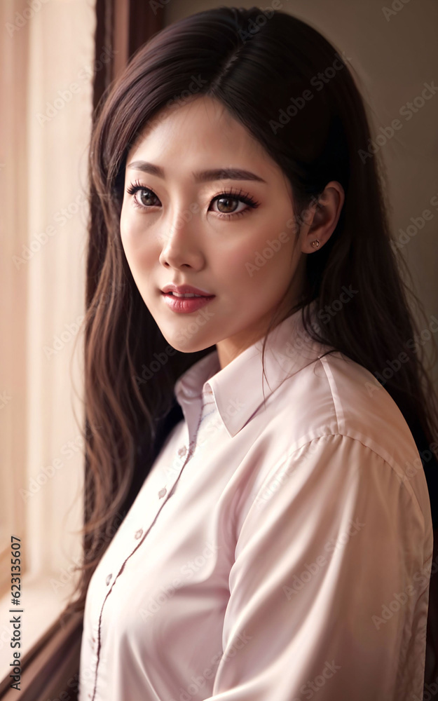 © Flash - beautiful asian woman at comfort bedroom, generative AI © Flash - beautiful asian woman at comfort bedroom, generative AI