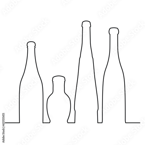 Sketchy image shape of a glass bottle silhouette. Alcohol, wine, whiskey, vodka, brandy, cognac, beer, kvass, champagne, liqueur