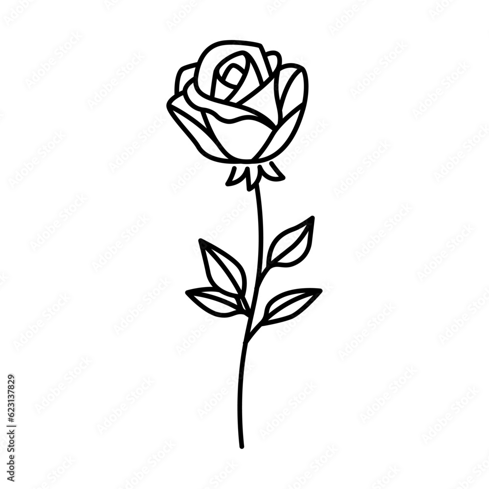 Vector Cute Cartoon Stylish Rose Icon Isolated Vector Cute Cartoon Stylish Rose Icon Isolated