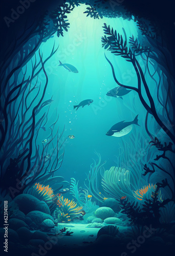 Underwater world of fish. AI Generated ©  iiulia