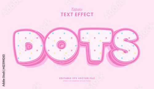decorative editable cute pink pastel dots text effect vector design